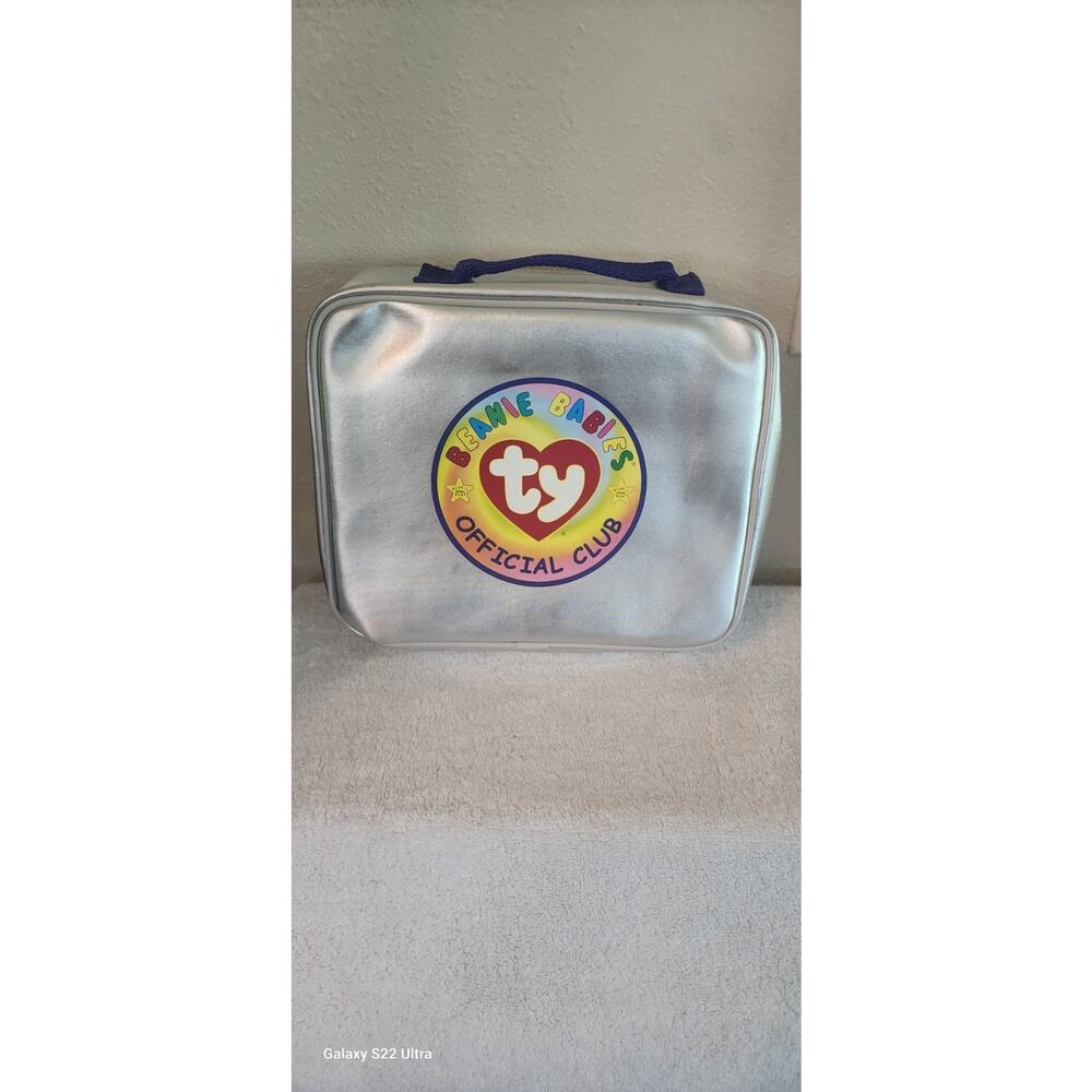 Ty Storage Bag Zippered Handle Clear Window Silver 10" x 8" Beanie Babies